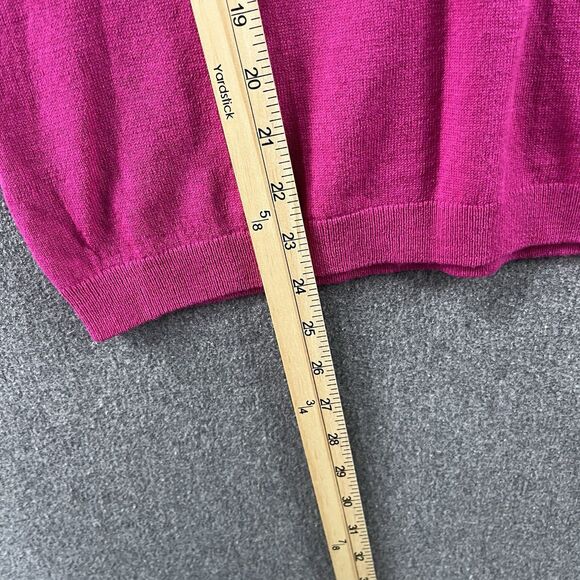 NWT ELLE Women’s Knit Sweater Top Pink Short Sleeve Lace Bow Size M - Picture 5 of 6